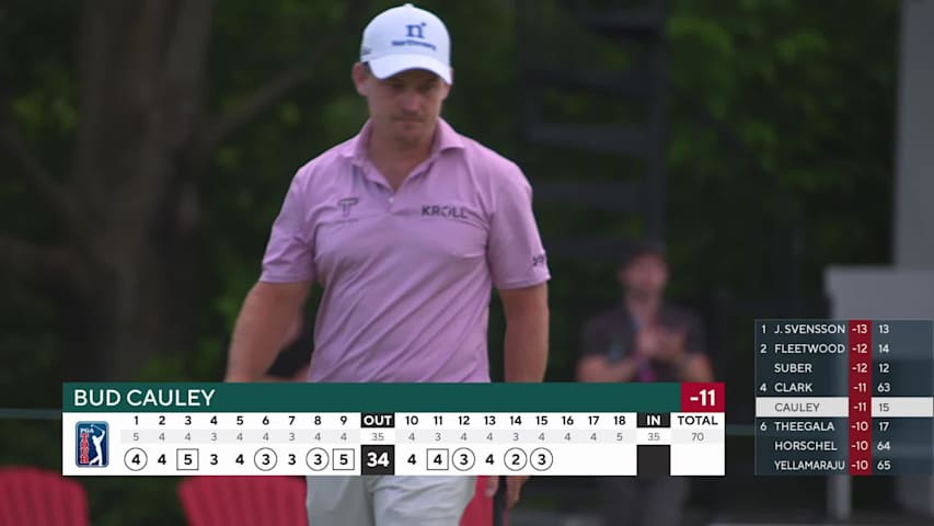 Bud Cauley drains 19-foot putt for birdie on No. 15 at RBC Canadian