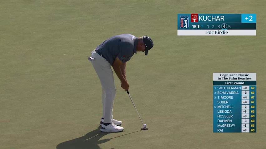 Matt Kuchar sinks 21-foot birdie putt on No. 18 at Cognizant Classic