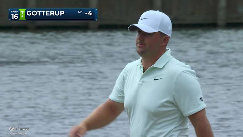 Chris Gotterup sinks 17-foot eagle putt on No. 16 at THE PLAYERS