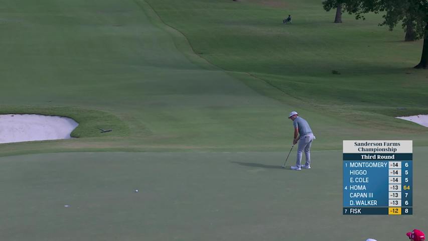 Steven Fisk sinks 23-foot birdie putt on No. 9 at Sanderson Farms