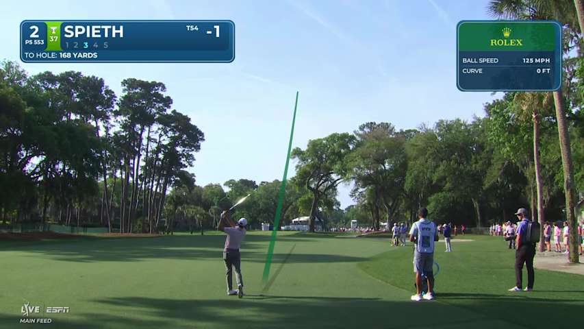 Jordan Spieth's 169-yard approach sets up birdie on No. 2 at RBC Heritage