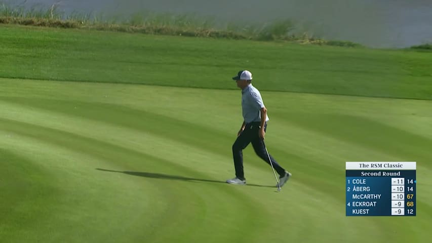 Davis Love III chips in for birdie at The RSM Classic