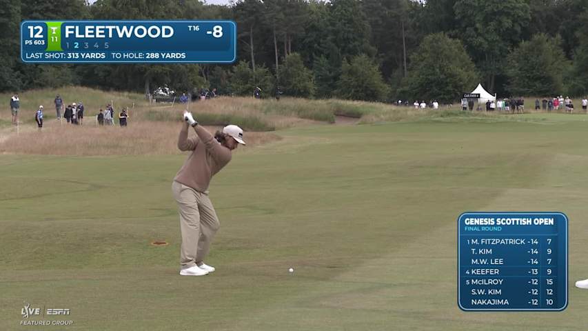 Tommy Fleetwood taps in from 2 feet for birdie on No. 12 at Genesis Scottish Open