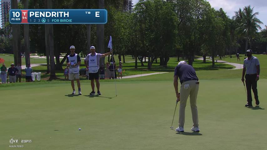 Taylor Pendrith sinks 9-foot birdie putt on No. 10 at Cadillac