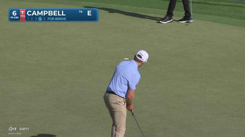 Brian Campbell sinks 27-foot birdie putt on No. 6 at Arnold Palmer