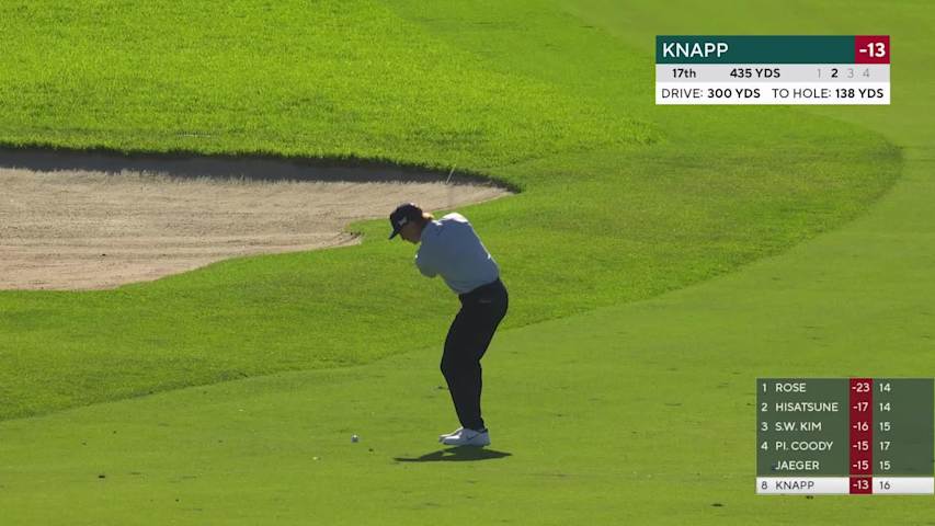 Jake Knapp hits 139-yard approach to 4 feet, sets up birdie on No. 17 at Farmers