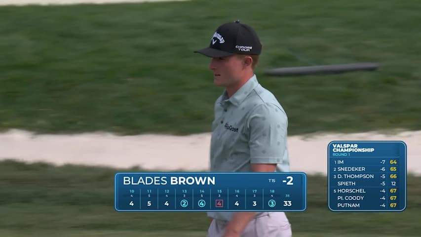 Blades Brown makes 13-foot birdie putt on No. 18 at Valspar