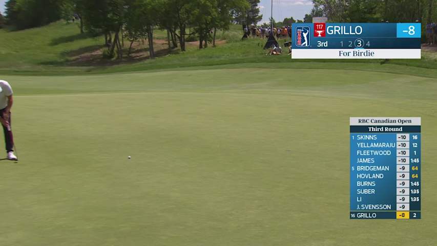 Emiliano Grillo drains 17-foot putt for birdie on No. 3 at RBC Canadian