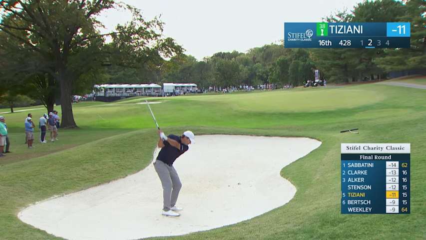 Mario Tiziani makes birdie on No. 16 at Stifel Charity Classic