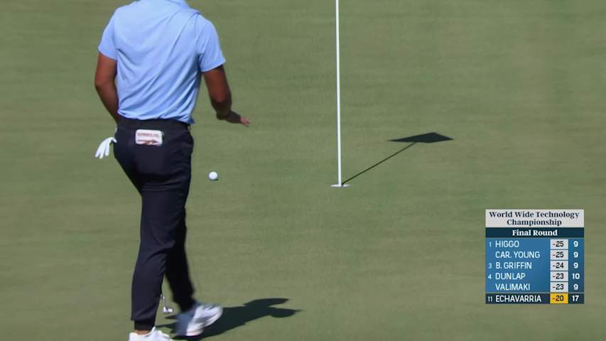 Nico Echavarria makes birdie on No. 18 at World Wide Technology