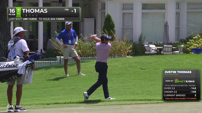 Justin Thomas gets up-and-down from 39 yards for birdie on No. 16 at FedEx St. Jude