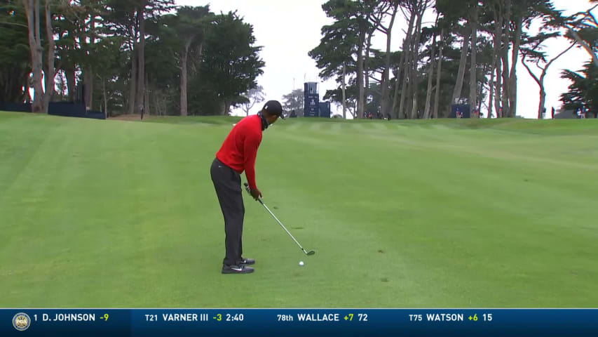 Tiger Woods’ 154-yard approach sets up birdie putt at PGA Championship