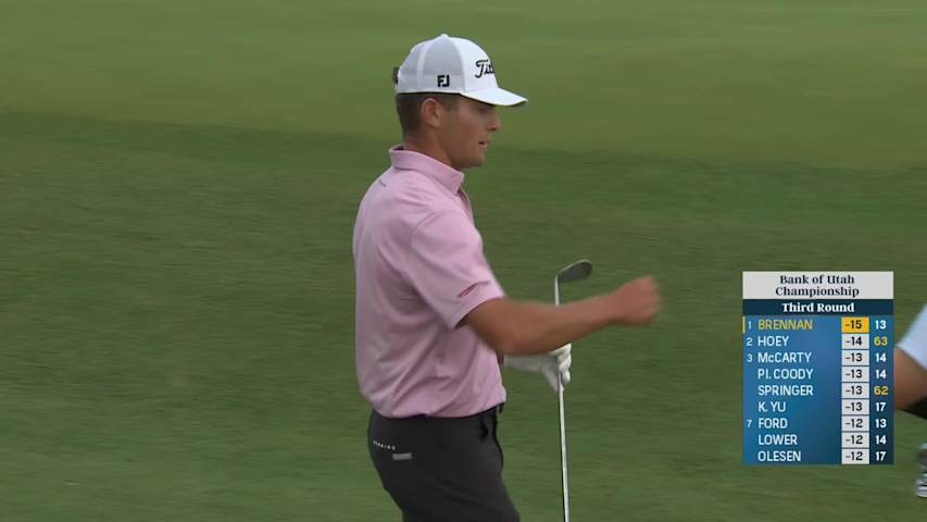 Michael Brennan sinks 3-foot birdie putt on No. 14 at Bank of Utah