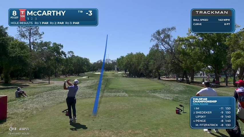Denny McCarthy sinks 16-foot birdie putt on No. 8 at Valspar