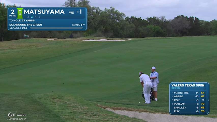 Hideki Matsuyama drains 4-foot birdie putt on No. 2 at Valero
