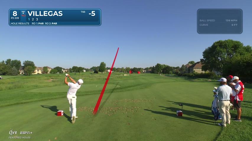 Camilo Villegas sinks a 46-foot birdie putt on No. 8 at 3M Open
