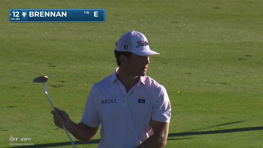 Michael Brennan gets up-and-down from 75 yards for birdie on No. 12 at Bank of Utah