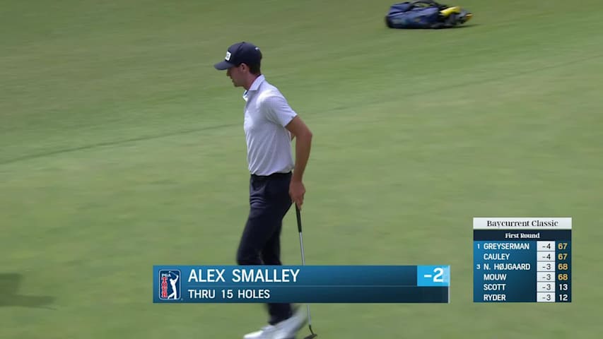 Alex Smalley makes birdie putt on No. 15 at Baycurrent