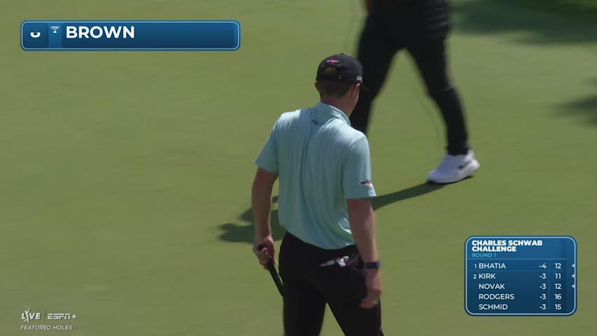 Blades Brown sinks a 29-foot birdie putt on No. 8 at Charles Schwab