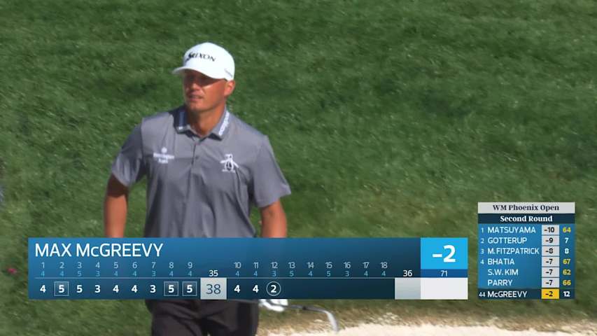 Max McGreevy hits 81-yard bunker shot for birdie on No. 12 at WM Phoenix Open
