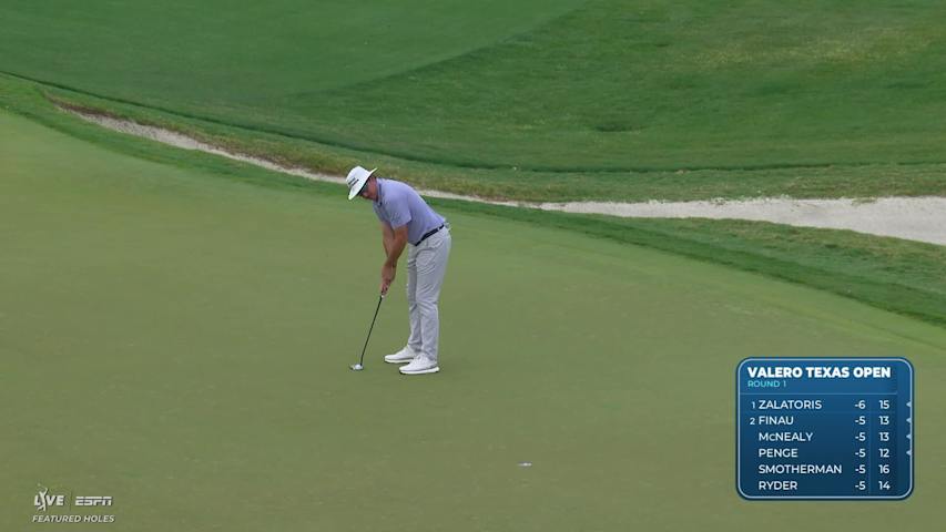 Joel Dahmen drains 11-foot birdie putt on No. 7 at Valero