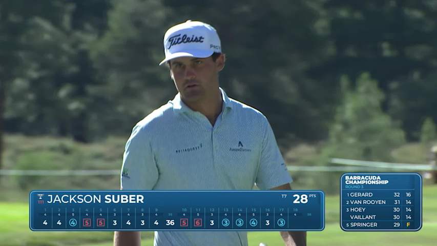 Jackson Suber makes birdie on No. 17 at Barracuda