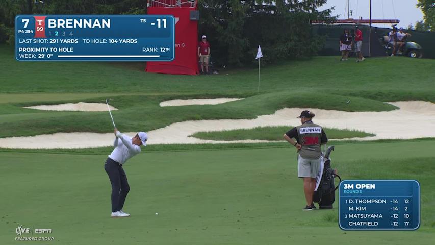 Michael Brennan sinks 22-foot birdie putt on No. 7 at 3M Open