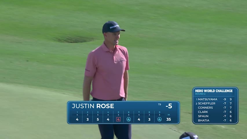 Justin Rose rolls in birdie putt on No. 9 at Hero World Challenge