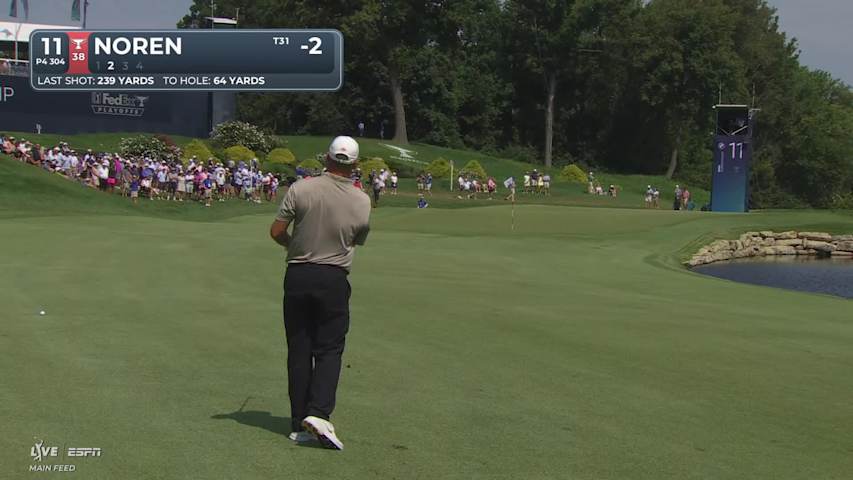 Alex Noren sinks 10-foot putt for birdie on No. 11 at BMW Championship