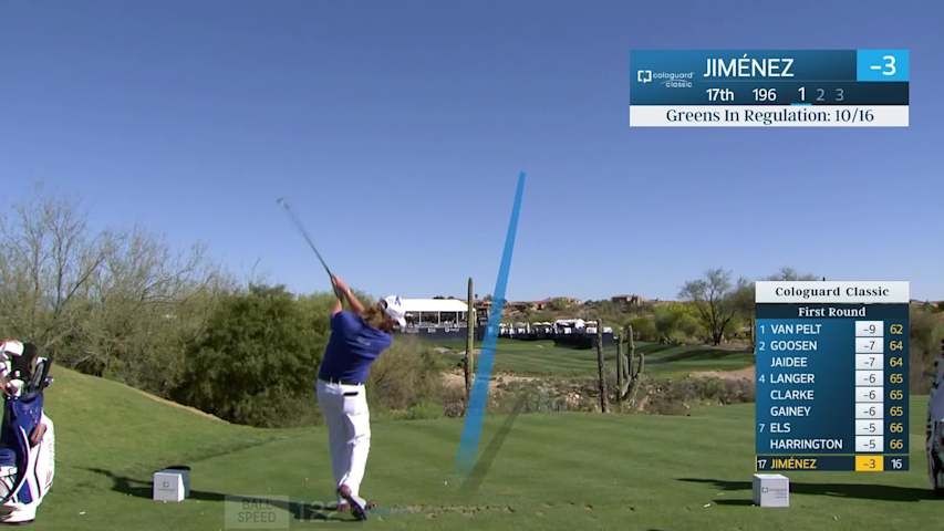 Miguel Angel Jiménez makes birdie on No. 17 at Cologuard Classic
