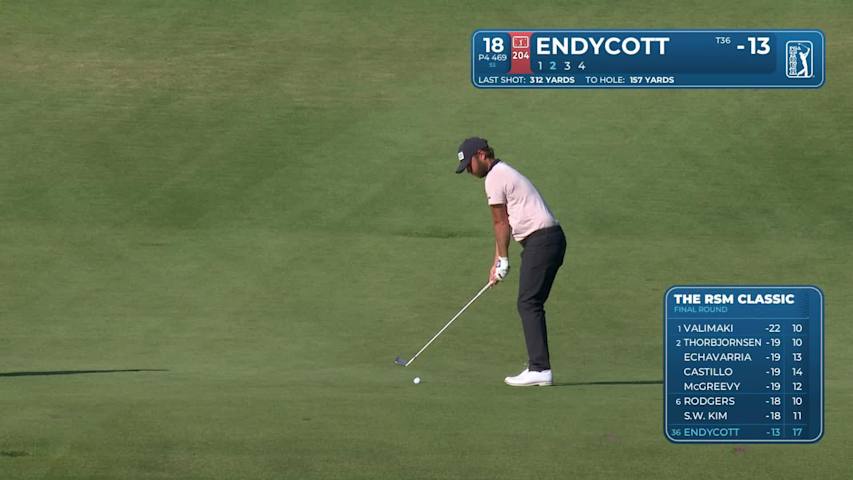 Harrison Endycott hits 153-yard approach to 13 feet, sets up birdie on No. 18 at The RSM Classic