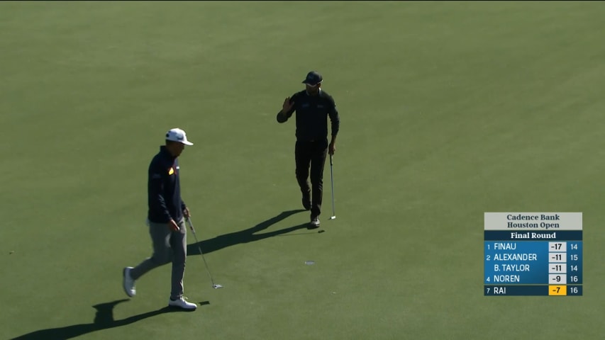 Aaron Rai rolls in 17-foot birdie putt at Cadence Bank