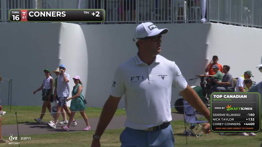 Corey Conners sinks 7-foot putt for birdie on No. 16 at FedEx St. Jude
