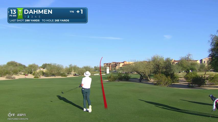 Joel Dahmen chips in from 74 feet for birdie on No. 13 at WM Phoenix Open