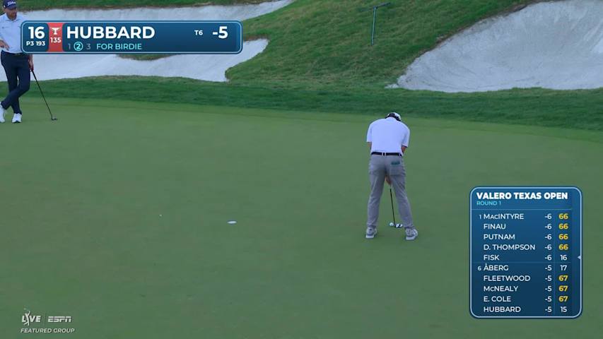 Mark Hubbard sinks 6-foot birdie putt on No. 16 at Valero