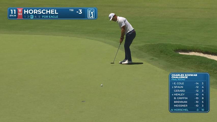 Billy Horschel sinks 20-foot eagle putt on No. 11 at Charles Schwab