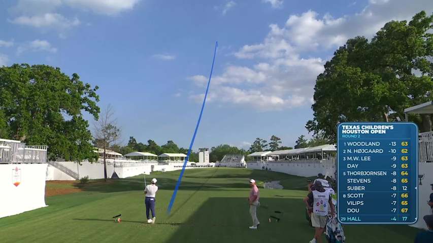 Adrien Saddier sinks 20-foot birdie putt on No. 15 at Texas Children's