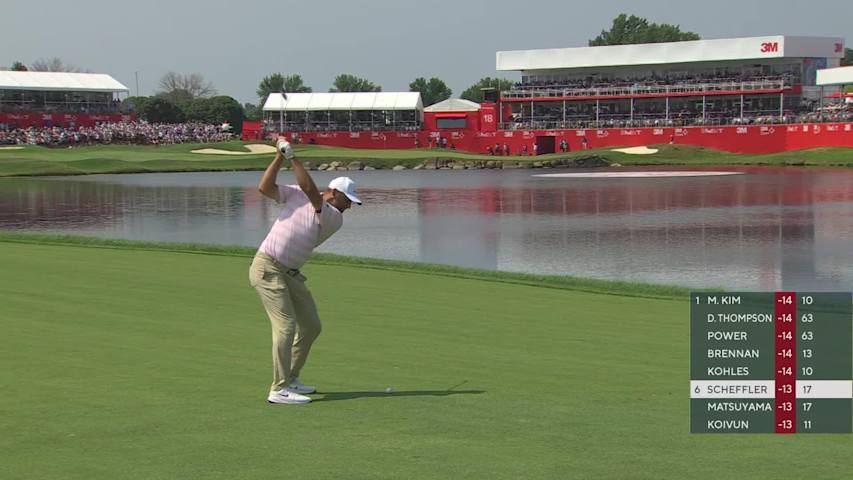 Scottie Scheffler reaches par-5 No. 18 in two, makes birdie at 3M Open