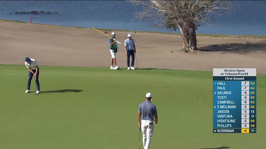 Vincent Norrman sinks a 22-foot birdie putt at Mexico Open