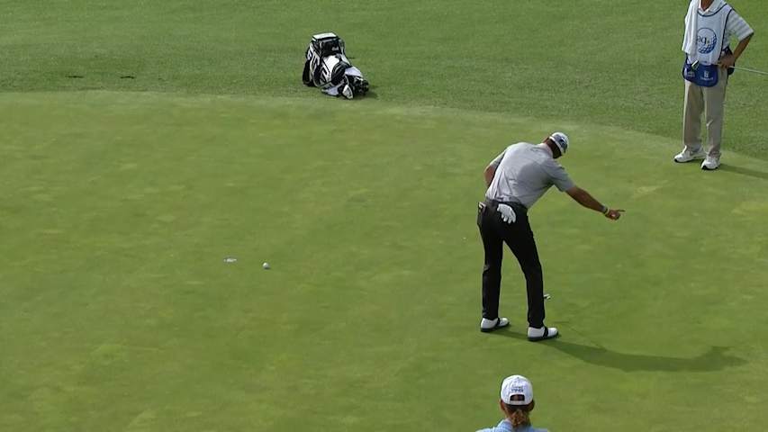 Chris DiMarco makes birdie putt at Hoag Classic