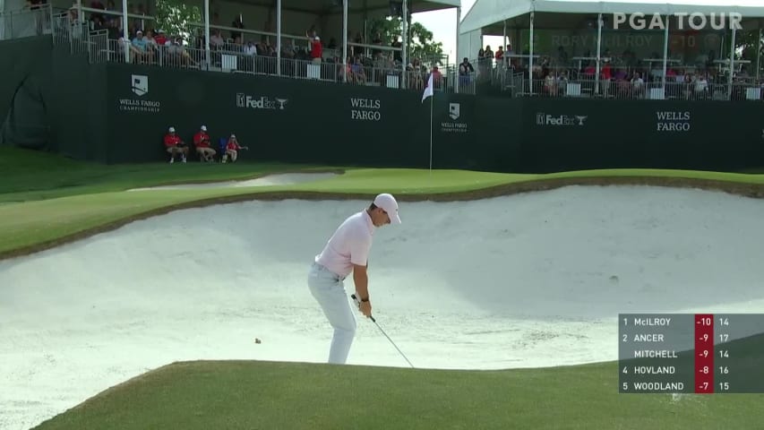 Rory McIlroy's bunker shot to 3 feet sets up birdie at Wells Fargo