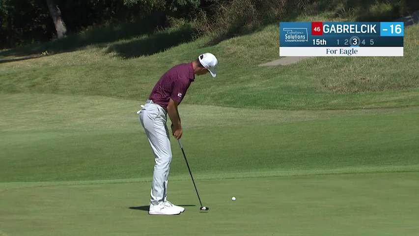 Nick Gabrelcik makes birdie on No. 15 at Compliance Solutions