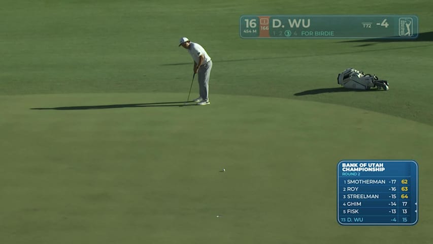Dylan Wu sinks 32-foot birdie putt on No. 16 at Bank of Utah