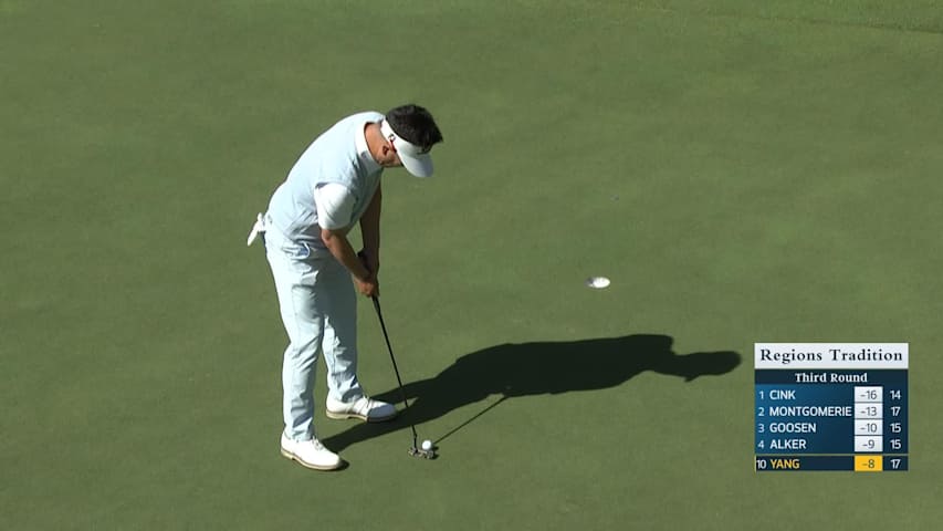 Y.E. Yang makes birdie on No. 18 at Regions Tradition