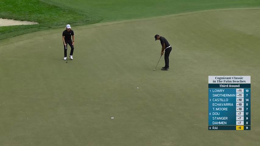 Aaron Rai sinks 21-foot birdie putt on No. 10 at Cognizant Classic