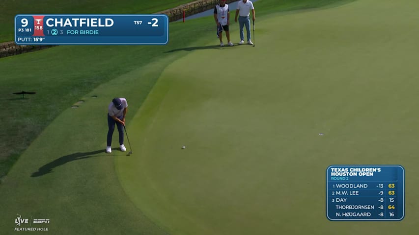 Davis Chatfield sinks 16-foot birdie putt on No. 9 at Texas Children's
