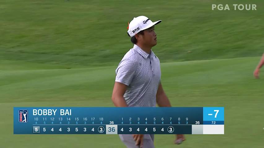 Bobby Bai rolls in 23-foot birdie putt at Barbasol