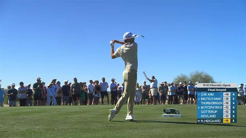 Nicolai Højgaard sinks 37-foot birdie putt on No. 4 at WM Phoenix Open