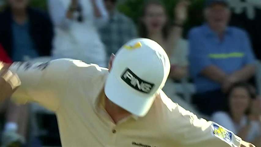 Mackenzie Hughes sinks a 53-foot birdie on No. 17 at Honda