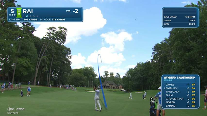 Aaron Rai reaches par-5 No. 5 in two, makes birdie at Wyndham